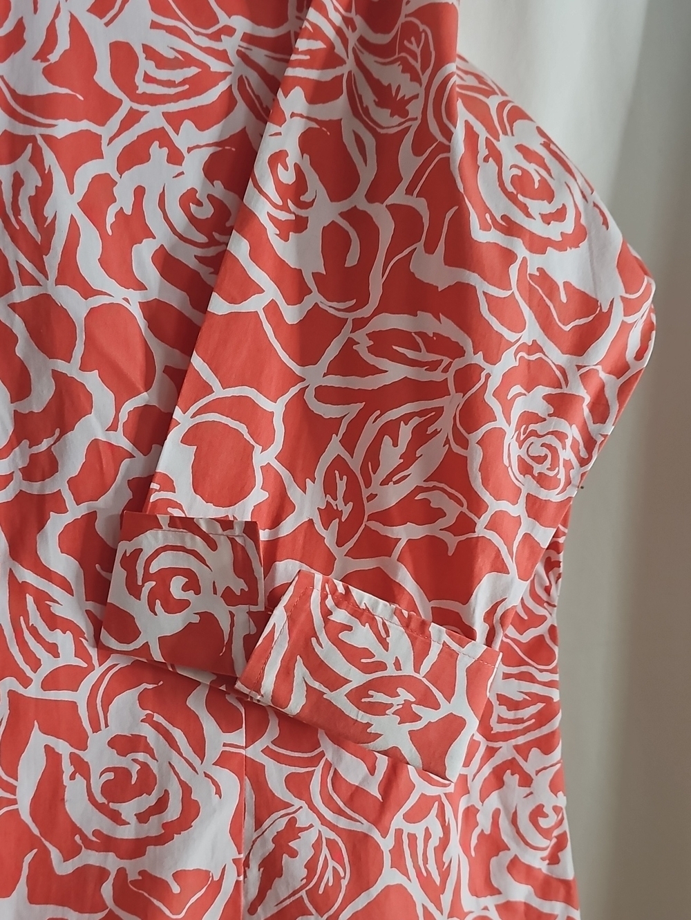 Coldwater Creek Coral Rose Print Button-Down Blouse - Picture 4 of 10